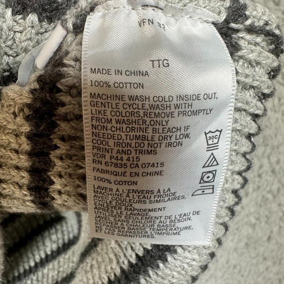 Nautica Shawl Collar Striped Mens‎ Sweater Sz XXL Gray Stretchy Embroidered Logo - Picture 10 of 11